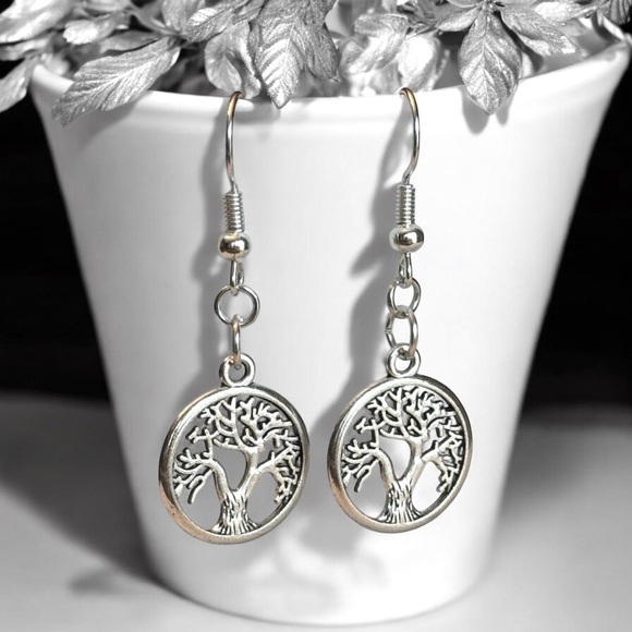 5 For $25💫Silver Tree of Life Dangles Earrings - Picture 1 of 6